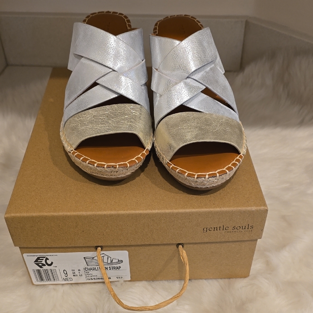 Gentle Souls Silver Espadrilles with Star Design